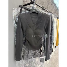 批发韩国东大门2025秋冬新款时尚百搭修身显瘦V领长袖T恤带胸垫<b class='q'>打底衫</b>