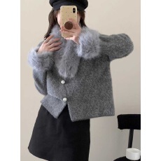 批发小香风设计感高级感女新款保暖配好看短款显瘦外套秋<b class='q'>冬</b>毛毛小个子