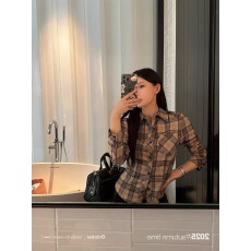 批发复古短款<b class='q'>修身</b>长袖内搭格子<b class='q'>衬衫</b>女秋冬季法式POLO领休闲百搭上衣