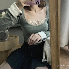 批发小红书款 好穿B入弹力显瘦针织打底长袖T恤女