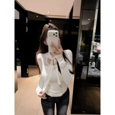 批发何秘书松弛智妍设计感半透打结修身显瘦针织衫女内搭打底上衣