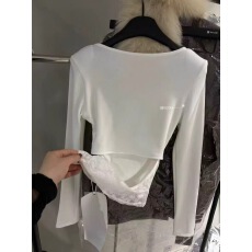 批发2025秋冬新款韩版纯欲风后背蕾丝拼接长袖T恤修身显瘦磨毛绒上衣