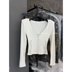 批发2025秋冬磨毛新款韩版设计感V领蕾丝拼接长袖T恤女修身打底上衣潮