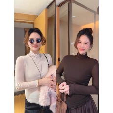 批发智英欧尼韩国<b class='q'>东大门</b><b class='q'>代购</b>2025秋百搭设计感半高领木耳花边打底T恤