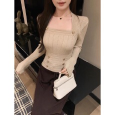 批发KOUMIYA 2025秋冬新款韩版时尚百搭显瘦纽扣设计针织开衫上衣女