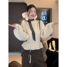 批发法式温柔慵懒风<b class='q'>镂空</b>钩花收腰毛衣女秋冬新款显瘦设计感针织<b class='q'>衫</b>上衣