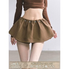 批发少也眼野生model腿%法式毛呢<b class='q'>半身裙</b>女秋季高腰a字显瘦蓬蓬裙短裙