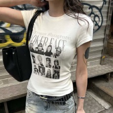 批发M77美式正肩短袖T恤女夏<b class='q'>新款</b>修身甜辣妹小个子内搭<b class='q'>打底衫</b>短款上衣