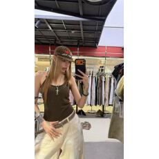 批发十三行美式辣妹铆钉挂脖<b class='q'>吊带</b>胸垫背心<b class='q'>女</b>2026夏季内搭外穿无袖上衣