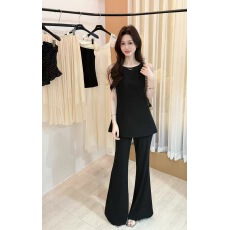 批发法式设计蝴蝶结吊带上衣女2026夏时尚气质显瘦高腰阔腿裤两件套装