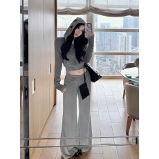 批发韩系拉链连帽休闲外套秋季女装2026新款百搭显瘦可爱风上衣两件套