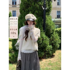 批发馨帮帮  圈圈纱针织马甲女<b class='q'>秋冬</b>外穿2026新款叠穿韩系短袖毛衣外套