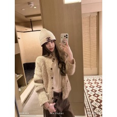 批发蝶宝嘻 温柔 粗针羊毛秋季针织开衫花纱立领卷边毛衣外套女