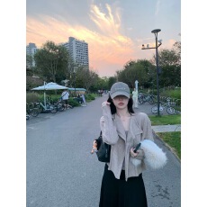 批发sheepland懒懒度日 大翻领绞花针织开衫女秋宽松慵懒风毛衣上衣