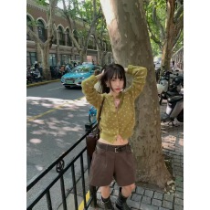 批发bertha韩国2026新款减龄波点系扣针织开衫女秋冬羊毛复古长袖毛衣
