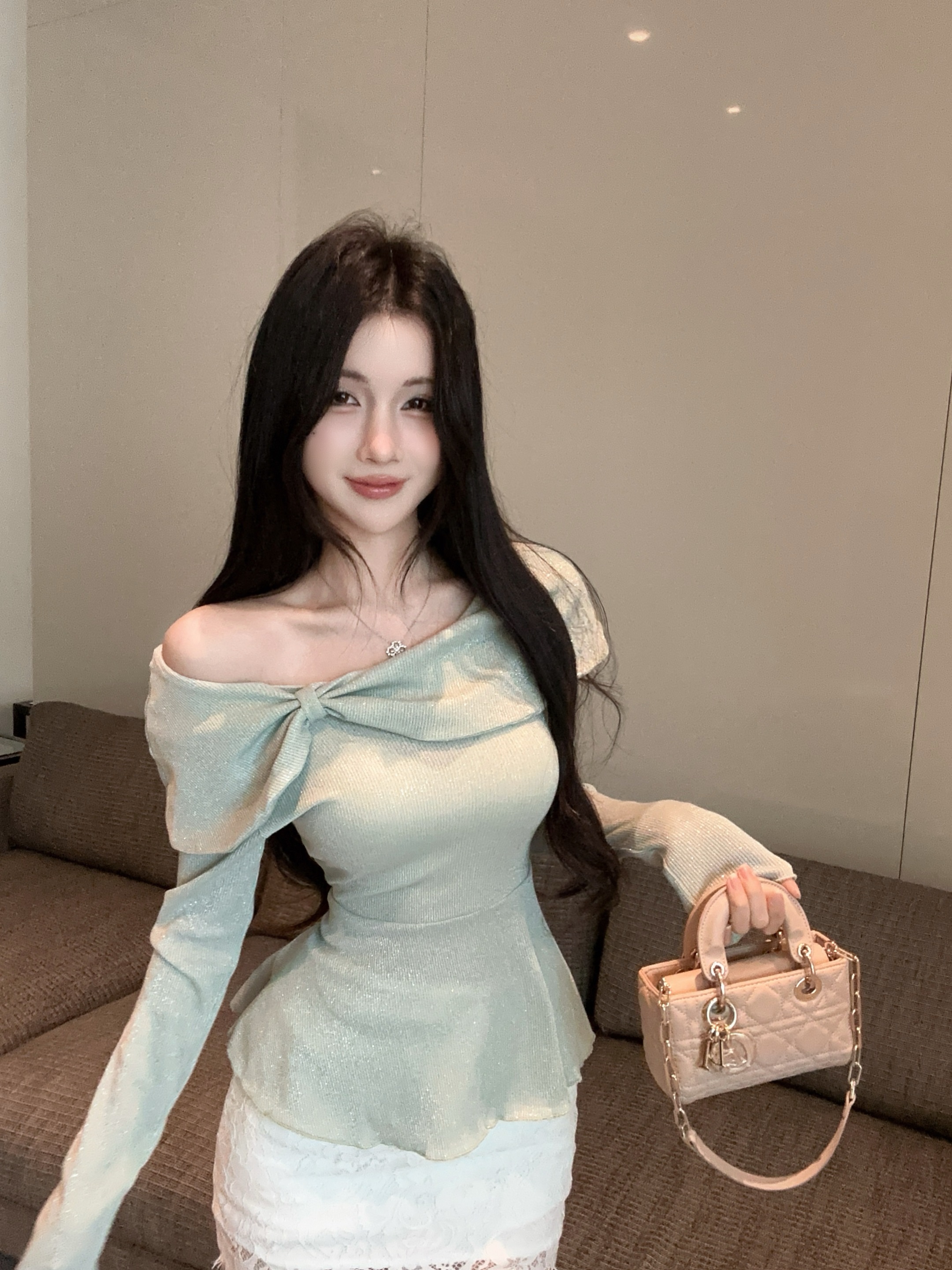 FA36762# 一字肩修身显瘦气质温柔甜美上衣 服裝批發女裝批發服飾貨源