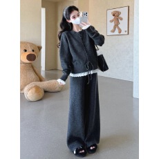 批发2025秋冬新款韩版针织时尚宽松版<b class='q'>孕妇</b><b class='q'>两件套装</b>裤腰松紧可以调节