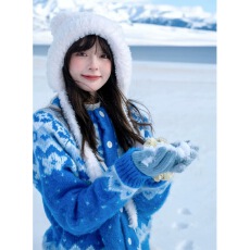 批发韩版甜酷风软糯费尔岛提花开衫<b class='q'>毛衣</b>女学生秋冬宽松保暖针织衫外套