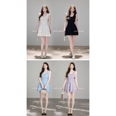 舒胡蕾 初恋小白花 设计感时尚百搭修身吊带毛织针织短裙W334