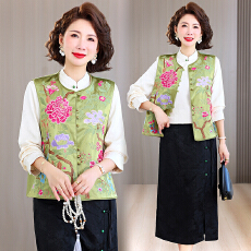 批发实拍2026春秋新品时尚提花拼色新中式短外套修身百搭垂感改良马甲