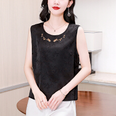 批发实拍2026夏季新款仿<b class='q'>真丝</b>绣花纯色宽松吊带<b class='q'>背心</b>无<b class='q'>袖</b>打底上衣