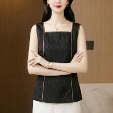 批发实拍2026夏季新款仿真丝提花纯色修身吊带背心<b class='q'>无袖</b>打底<b class='q'>上衣</b>