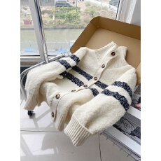 批发<b class='q'>韩国</b>高领条纹单排扣针织开衫女软糯圈圈纱宽松加厚慵懒风毛衣外套