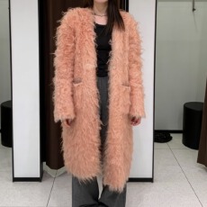 批发THREE GOOOD殷三吉 圈圈纱拉毛外套<b class='q'>超长</b>款慵懒温柔<b class='q'>开衫</b>慵懒纸片人