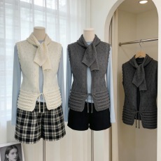 批发韩代2026东大门法式<b class='q'>镂空</b>纯色绑带背心马甲针织百搭秋冬气质小香风