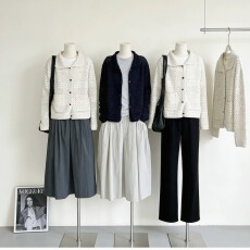 批发Iced Americano 韩系翻领<b class='q'>镂空</b>针织开衫女秋休闲宽松长袖毛衣外套