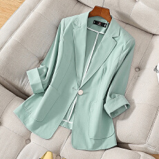批发小个子<b class='q'>七分袖</b>西服外套女春夏季修身显瘦一粒扣通勤职业工作服西装