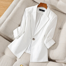 批发通勤小个子白色西服外套女春夏季高级感职业工作服正装<b class='q'>七分袖</b>西装