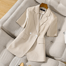 批发夏季短袖西服套装女2025年新款时尚简约干练气质女神范通勤<b class='q'>小西装</b>