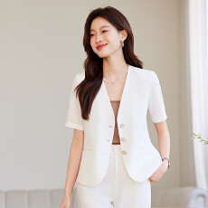 批发小个子短款V领西服套<b class='q'>装</b>女夏季高级感气质通勤<b class='q'>百搭</b>职业单排扣西<b class='q'>装</b>