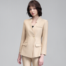 批发秋冬高级感职业西装外套女新款简约干练立领纯色长袖小西服套装
