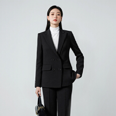 批发<b class='q'>女士</b>职业正装黑色西服套装2025早秋新款简约干练气质通勤长袖西装