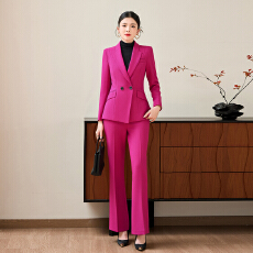批发今年流行玫红色西服套装女早秋新款<b class='q'>修身</b>显瘦气质女神范通勤<b class='q'>小西装</b>