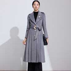 批发高个子中长款大衣女2025秋冬新款系带收腰显瘦<b class='q'>气质</b>女神范呢子外套