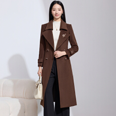 批发高端双排扣呢子大衣女秋冬季时尚韩版<b class='q'>气质</b>女神范高个子中长款外套