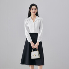 批发时髦洋气翻领<b class='q'>衬衣</b>女2025秋装新款时尚气质<b class='q'>OL</b>休闲百搭通勤长袖<b class='q'>衬衫</b>