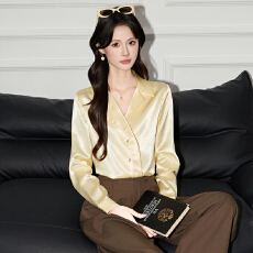 批发洋气减龄黄色<b class='q'>衬衣</b>小衫女秋季新款时尚简约<b class='q'>OL</b>休闲百搭气质V领<b class='q'>衬衫</b>