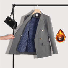 批发可拆卸夹棉西装外套女秋冬季简约干练气质通勤职业正装西服两件套