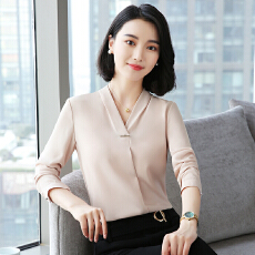 批发气质V领<b class='q'>衬衣</b>小衫女2025年秋冬季时尚简约<b class='q'>OL</b>通勤百搭长袖<b class='q'>衬衫</b>上衣
