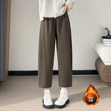批发小个子毛呢九分裤女2025秋冬时尚简约气质<b class='q'>OL</b>休闲百搭加绒保暖裤子