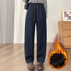 批发加绒加厚醋酸羊毛呢弯刀裤女秋冬季<b class='q'>加肥</b><b class='q'>加大</b>码胖mm宽松阔腿休闲裤