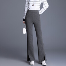 批发高个子微喇叭裤女2025秋冬季设计感小众气质百搭<b class='q'>胖</b>mm<b class='q'>大码</b>开叉裤子