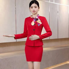 批发大红色长袖职业套装女秋<b class='q'>冬</b>新款军鼓队军乐队服装演出打鼓空姐制服