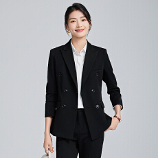 批发高级感双排扣黑色西服套装<b class='q'>女</b>2025秋冬季简约干练气质通勤长袖<b class='q'>西装</b>