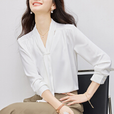 批发2026雪纺衬衫时尚<b class='q'>职业</b><b class='q'>套装</b>女春秋气质女神范飘带蝴蝶结大码衬衣