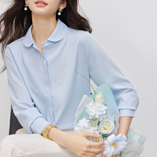 批发通勤百搭蓝色衬衫女2026早春新款时尚简约气质内搭打底衫长袖衬衣